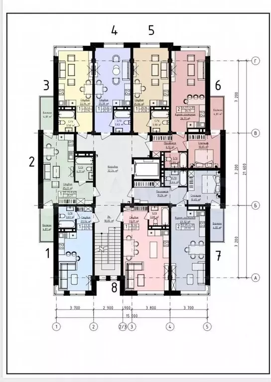 Апартаменты-студия, 27 м, 2/8 эт. - Фото 1