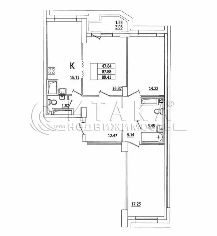 3-комнатная квартира: Санкт-Петербург, улица Кустодиева, 7к1 (89.41 м) - Фото 0