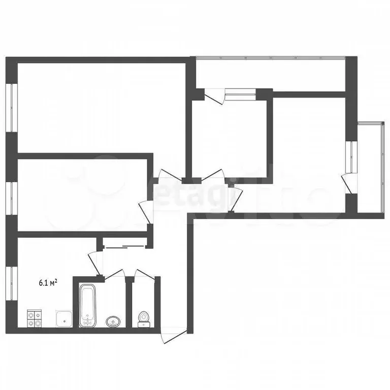 4-к. квартира, 70 м, 2/9 эт. - Фото 0