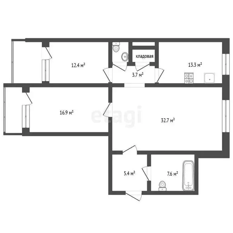 4-комнатная квартира: Тюмень, улица Клары Цеткин, 29 (95.4 м) - Фото 0