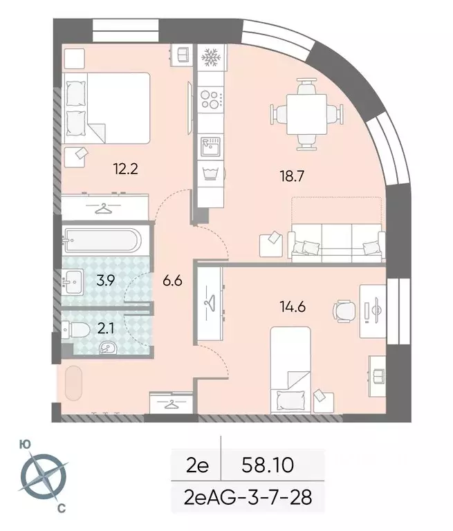 2-к кв. Москва Зиларт жилой комплекс, 18/19/27 (58.1 м) - Фото 0