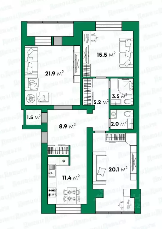 3-к кв. Кировская область, Киров ул. Защитников Отечества, 83 (90.0 м) - Фото 2