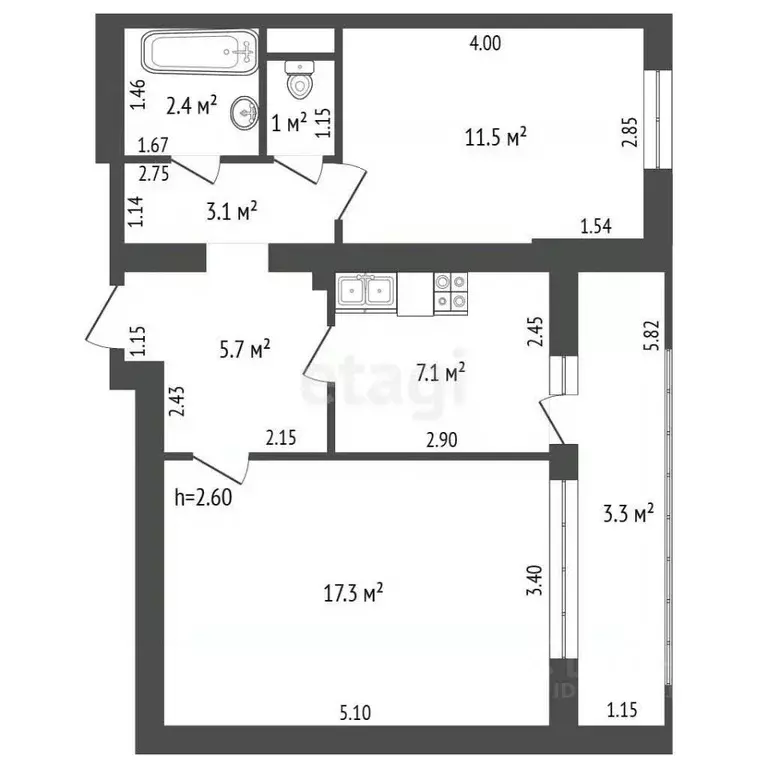 2-к кв. Брянская область, Брянск ул. 50-й Армии, 18 (48.1 м) - Фото 2