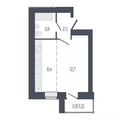 Квартира-студия: Берёзовский, ЖК Философия Идеалистов на Первомайском ... - Фото 1