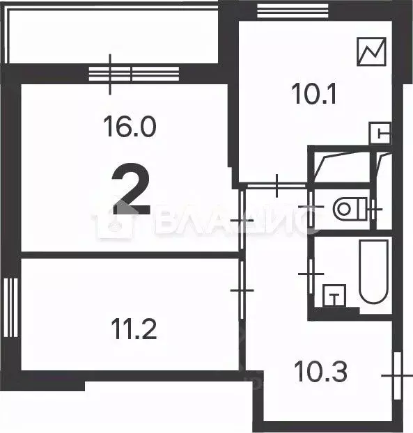 2-к кв. Москва Волгоградский просп., 97К3 (56.1 м) - Фото 2