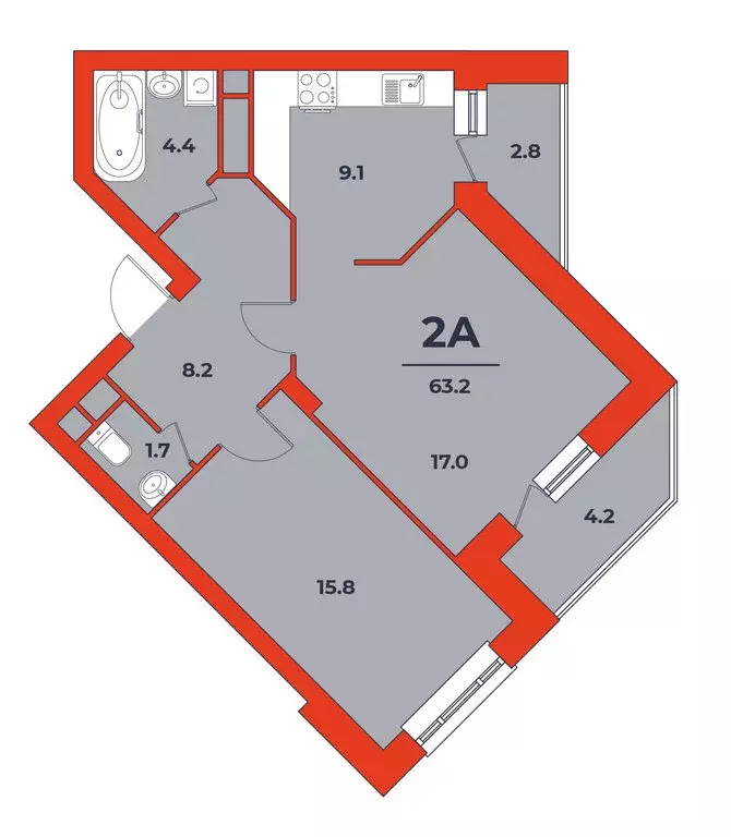 2-комнатная квартира: Дубна, Тверская улица, 28 (63.2 м) - Фото 1