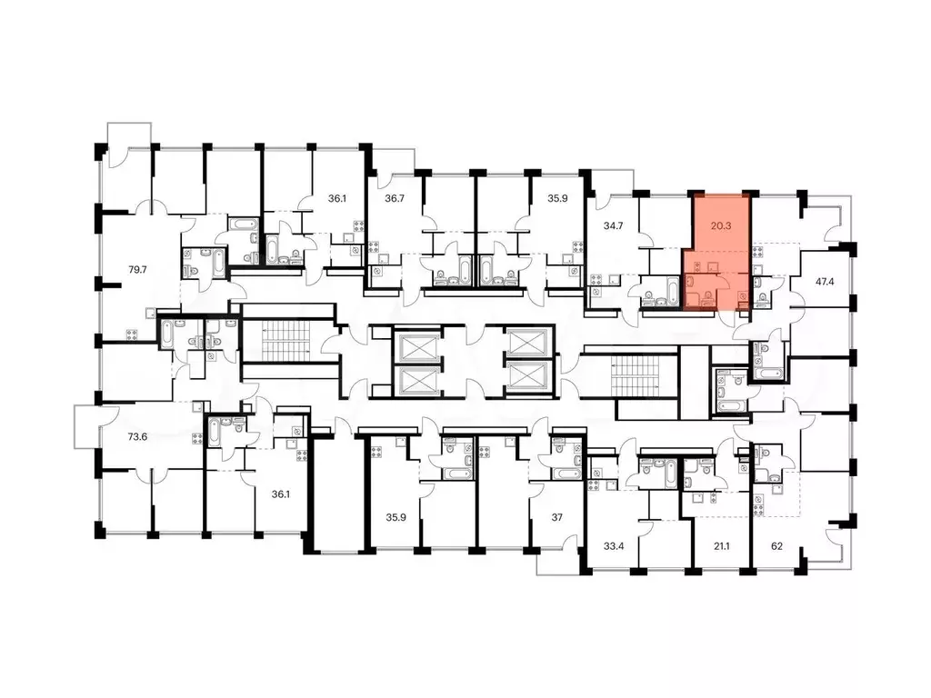 Квартира-студия, 20,3 м, 8/32 эт. - Фото 1