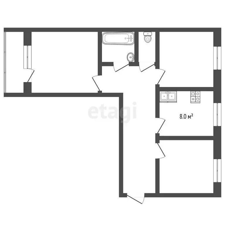 3-комнатная квартира: Усинск, Воркутинская улица, 39 (64.6 м) - Фото 1