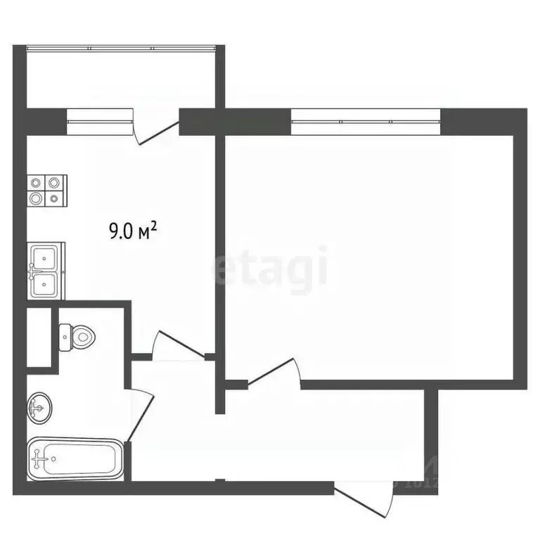 1-к кв. Ханты-Мансийский АО, Нягань Интернациональная ул., 21 (39.3 м) - Фото 1
