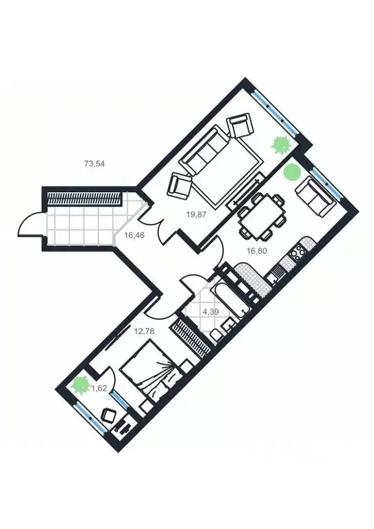 2-к кв. Дагестан, Каспийск просп. Акулиничева (73.54 м) - Фото 0
