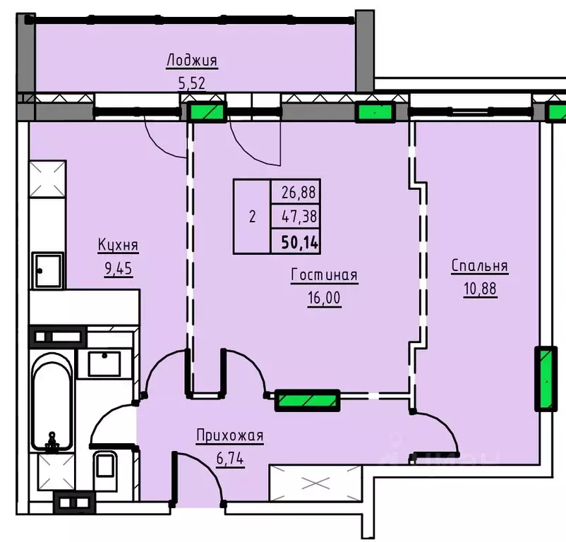 2-к кв. Алтайский край, Заринск 1-й мкр,  (50.14 м) - Фото 1