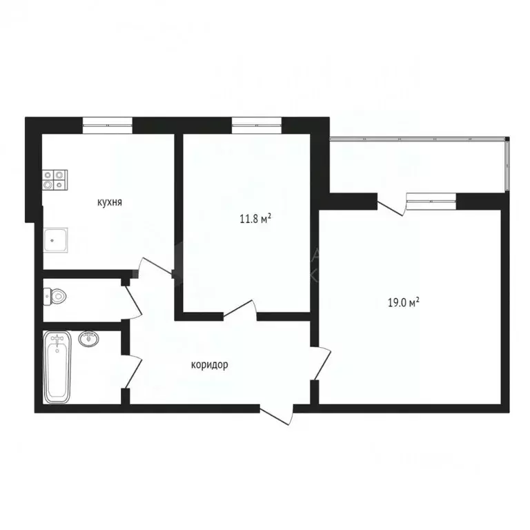 2-к кв. Тюменская область, Тюмень ул. Восстания, 26 (51.5 м) - Фото 1
