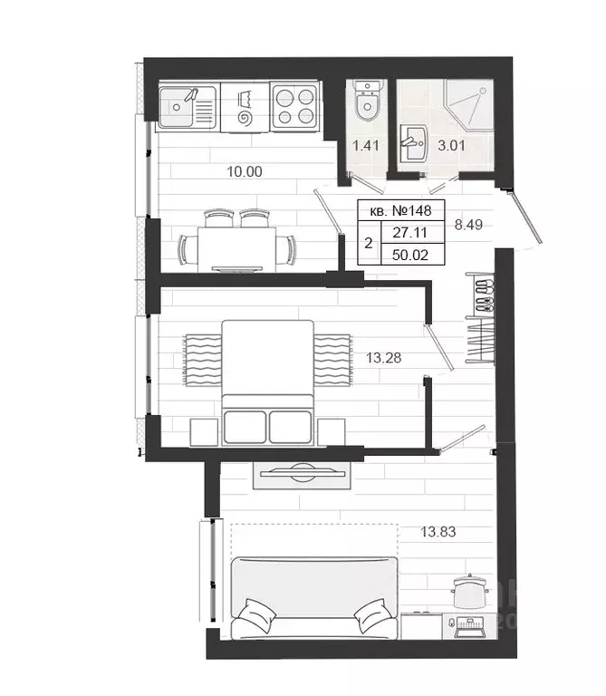 2-к кв. Ленинградская область, Гатчинский муниципальный округ, д. ... - Фото 1