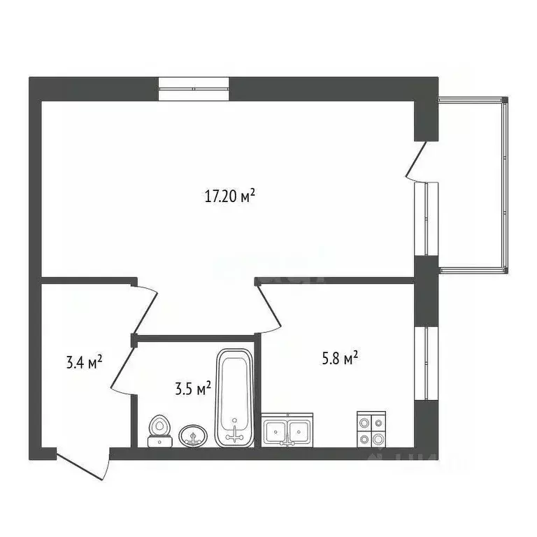 1-к кв. Татарстан, Альметьевск ул. Белоглазова, 139 (32.0 м) - Фото 1