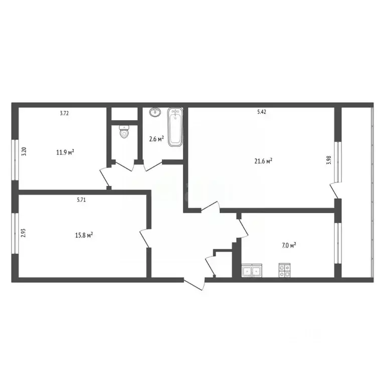 3-к кв. Татарстан, Альметьевск ул. Белоглазова, 54 (71.1 м) - Фото 2