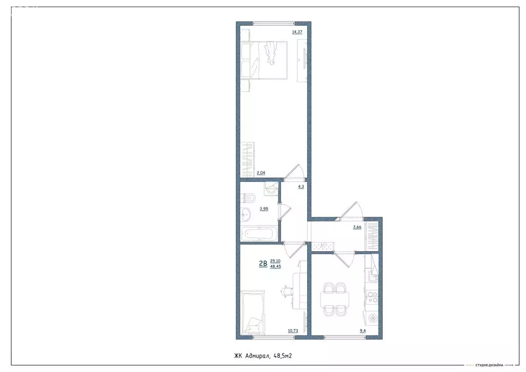2-комнатная квартира: Ярославль, Шандорная улица, 14 (48.5 м) - Фото 1
