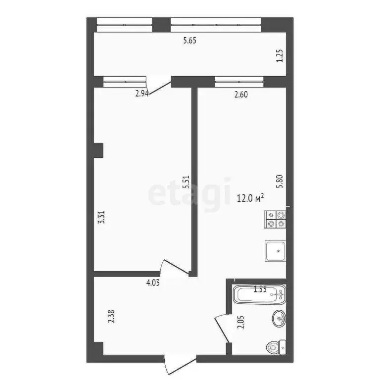 1-комнатная квартира: Заводоуковск, улица Мелиораторов, 10 (51.2 м) - Фото 1