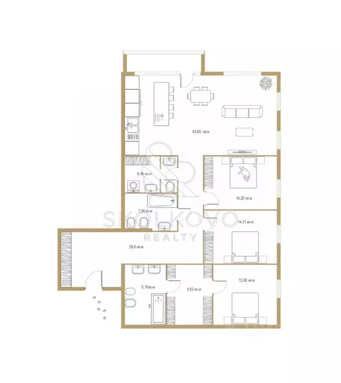 4-к кв. Москва Мосфильмовская ул., 1Б (150.0 м) - Фото 1