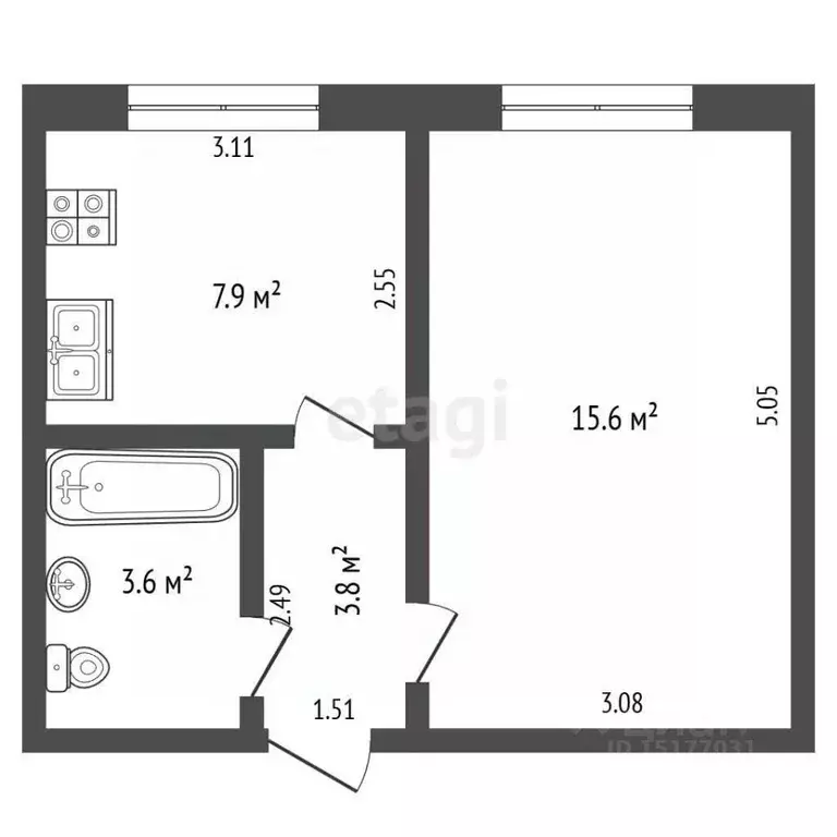 1-к кв. Ямало-Ненецкий АО, Новый Уренгой ул. Геологоразведчиков, 2А ... - Фото 2