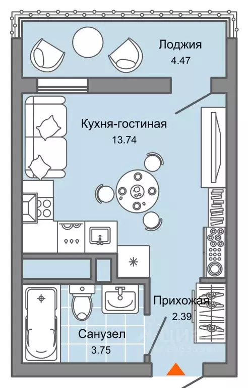 Студия Ульяновская область, Ульяновск Новый Город мкр, 10-й кв-л, Улла ... - Фото 0