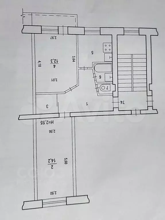 2-к. квартира, 45 м, 3/5 эт. - Фото 0