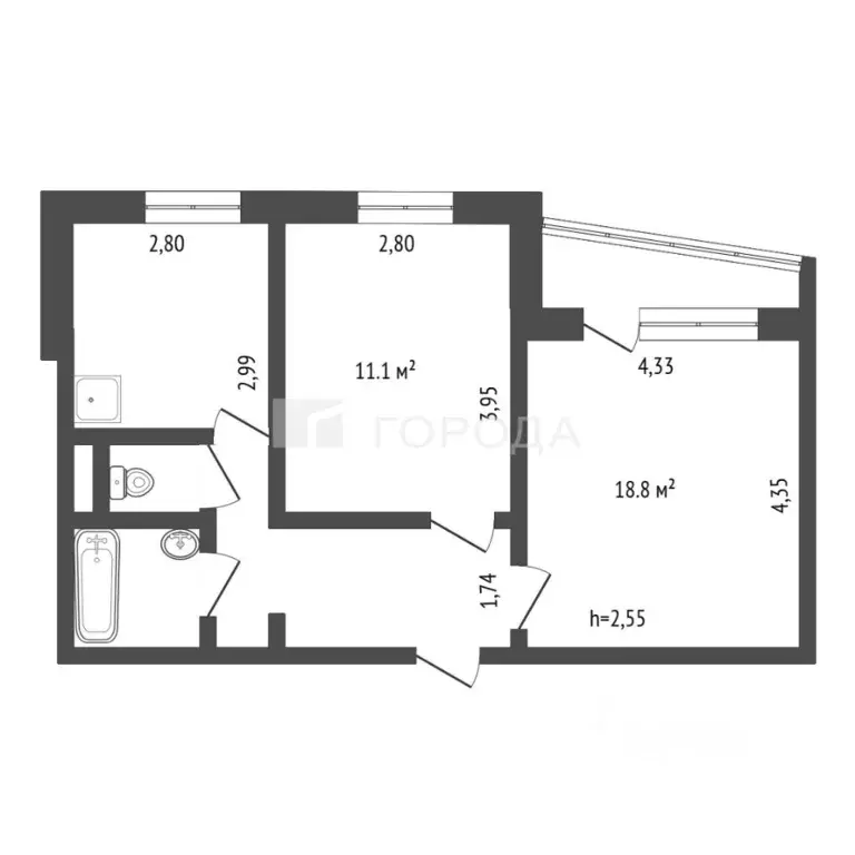 2-к кв. Кемеровская область, Новокузнецк Байдаевский мкр, ул. Братьев ... - Фото 2