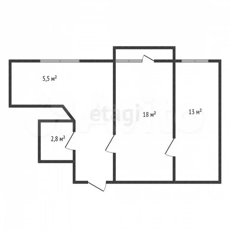 2-к. квартира, 41,5 м, 2/4 эт. - Фото 0