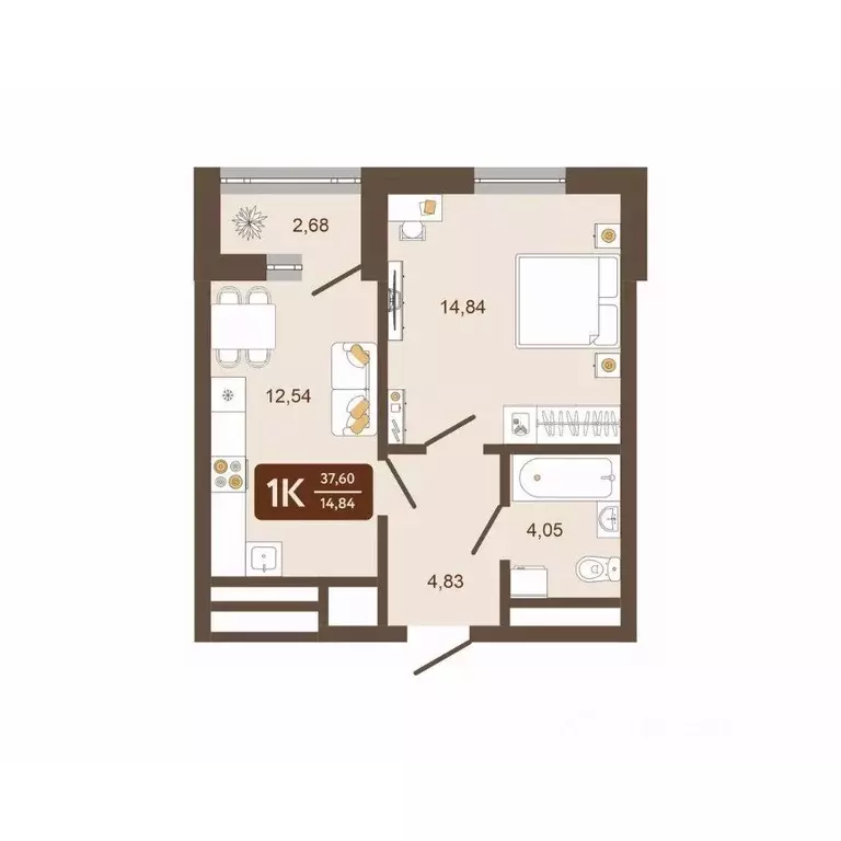 1-к кв. Кемеровская область, Новокузнецк Макеевская ул. (37.6 м) - Фото 2