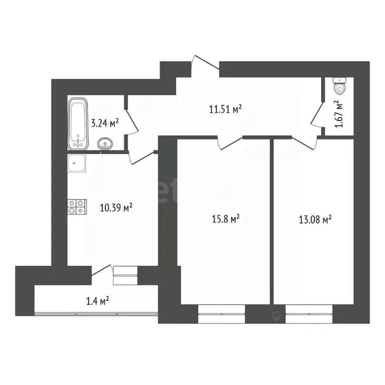 2-к кв. Тамбовская область, Тамбовский муниципальный округ, д. Крутые ... - Фото 1