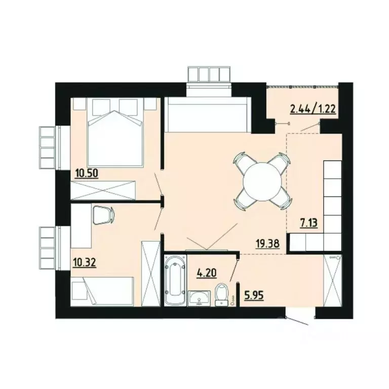 2-к кв. Челябинская область, Южноуральск ул. Строителей, 14 (58.4 м) - Фото 1