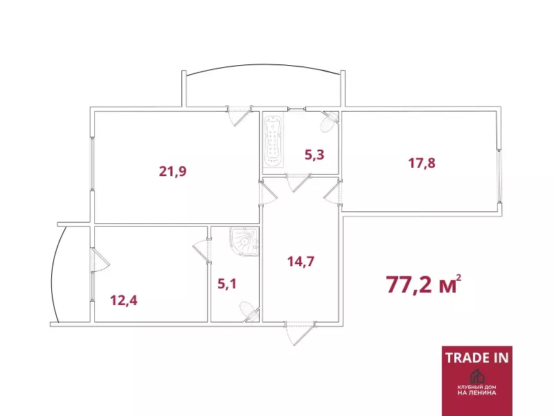 Продаётся 2-к квартира, 77.2 м - Фото 1