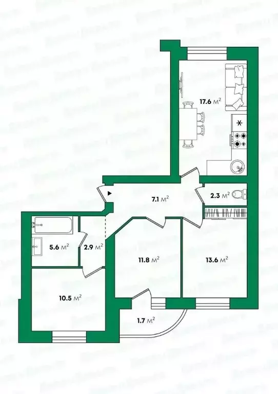 3-к кв. Кировская область, Киров ул. Воровского, 72б (71.4 м) - Фото 1