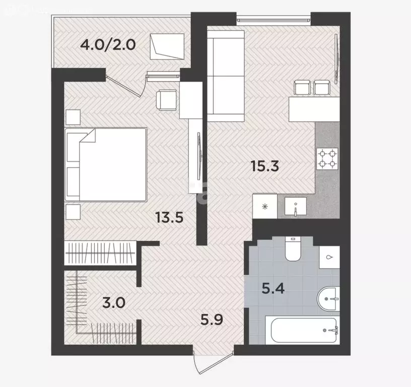 1-комнатная квартира: Калининград, Тихорецкий проезд, 5 (47.1 м) - Фото 0