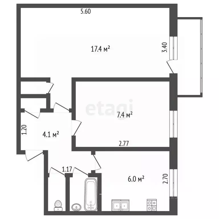 2-к кв. Крым, Симферополь ул. Куйбышева (41.0 м) - Фото 1