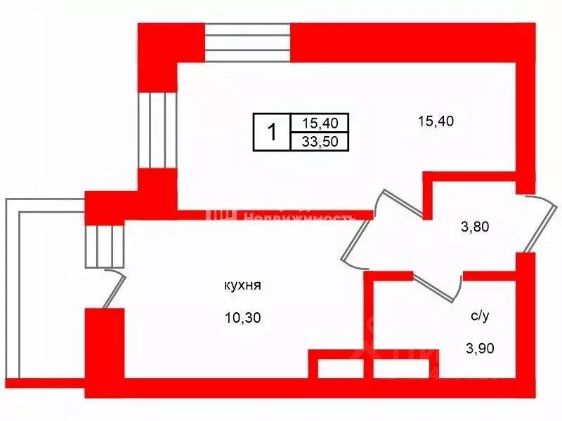 Квартира, 1 комната, 33.5 м - Фото 0