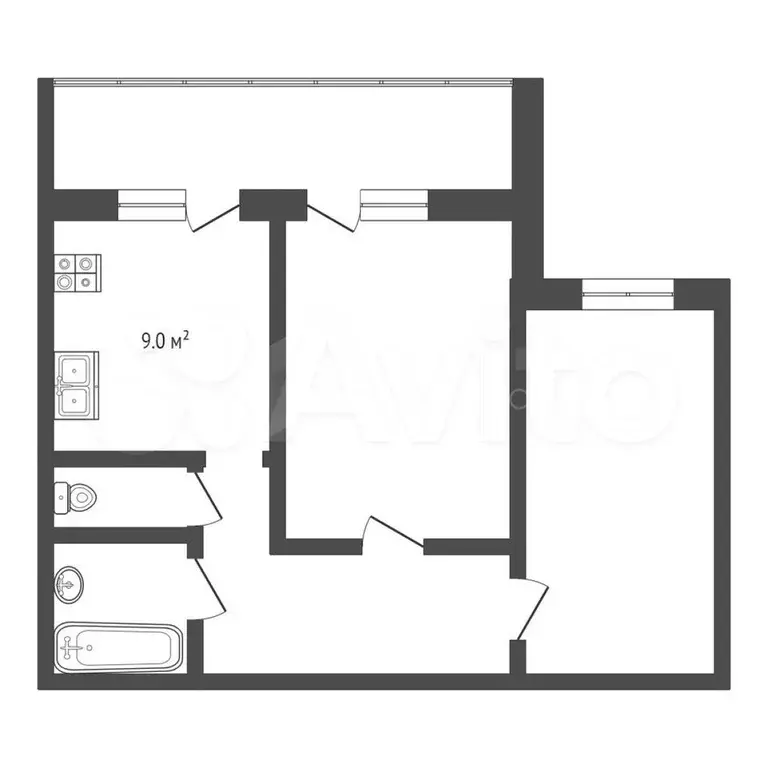 2-к. квартира, 50 м, 3/9 эт. - Фото 0