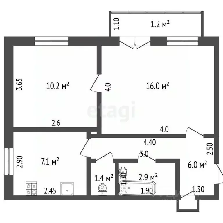 2-к кв. Ростовская область, Батайск ул. Клары Цеткин, 151 (45.0 м) - Фото 2
