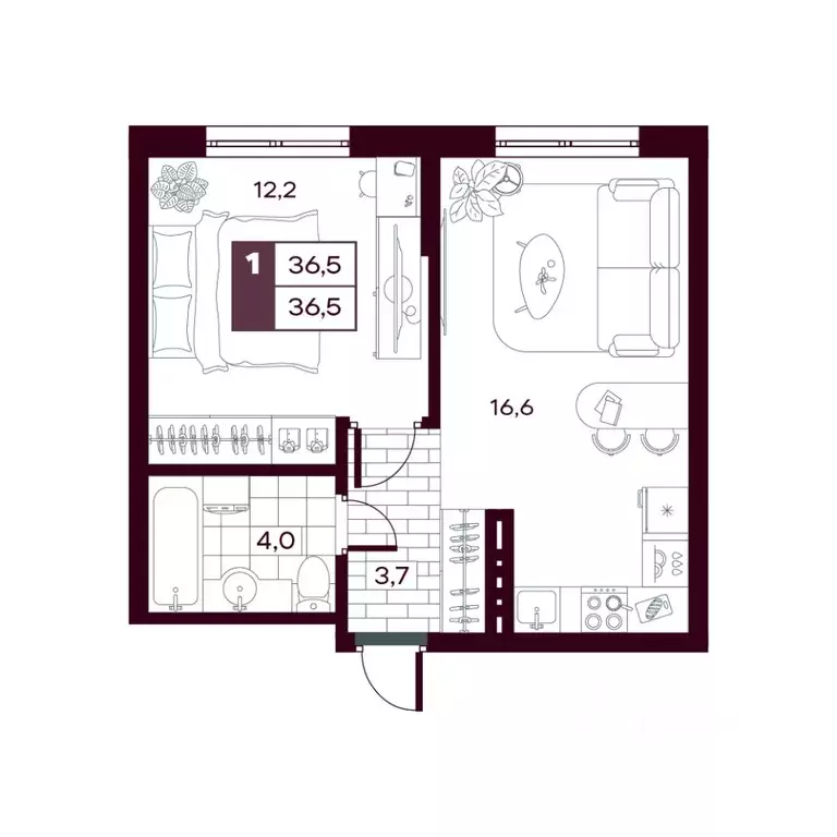 1-к кв. Тюменская область, Тюменский муниципальный округ, д. Дударева ... - Фото 0