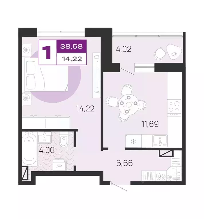 1-к кв. Брянская область, Брянск ул. А.К. Толстого, 3Б (38.58 м) - Фото 1