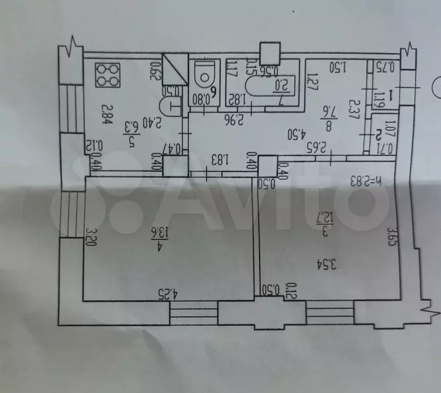 2-к. квартира, 44,8 м, 1/2 эт. - Фото 0