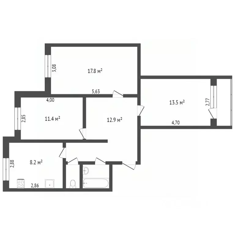 3-к кв. Ямало-Ненецкий АО, Новый Уренгой Советский мкр, 2/3 (64.7 м) - Фото 1