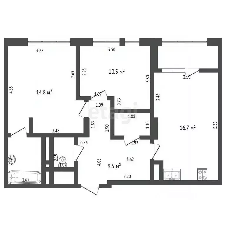 2-к кв. Москва Скандинавия жилой комплекс, ул. Эдварда Грига, 15 (59.3 ... - Фото 2