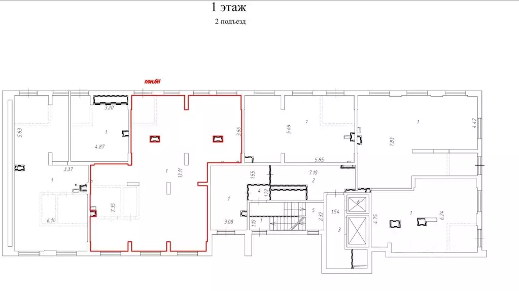 Помещение свободного назначения в Москва № 61 кв-л, 14 (122 м) - Фото 2