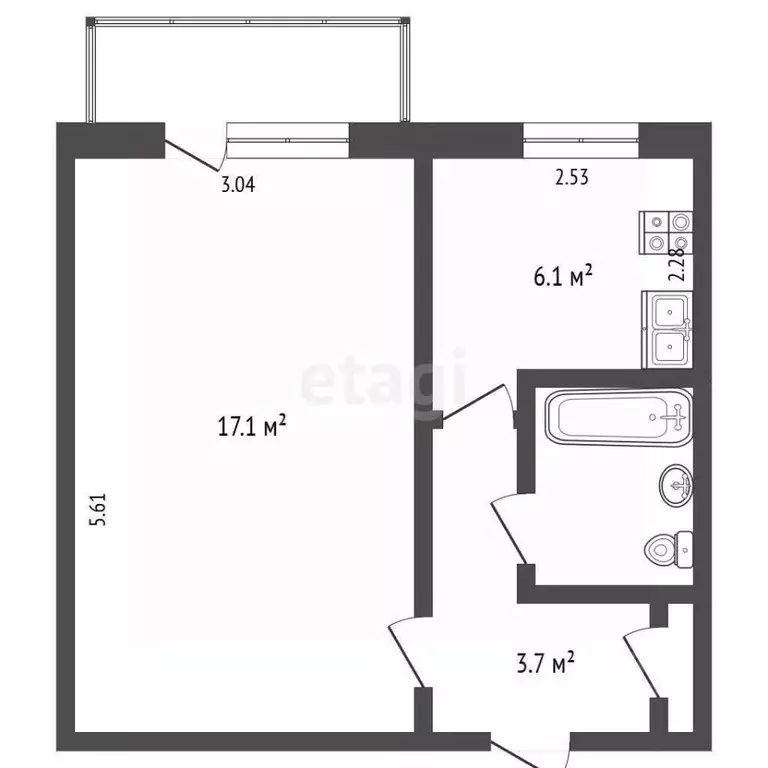 1-к кв. Камчатский край, Елизово ул. Ленина, 27А (30.2 м) - Фото 2