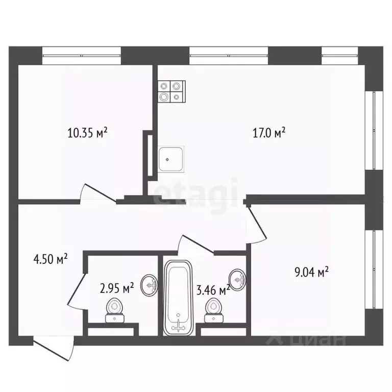 2-к кв. Тюменская область, Тюмень ул. Вадима Бованенко, 7 (61.7 м) - Фото 2
