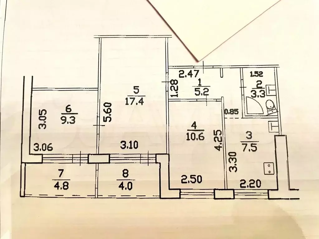 3-к. квартира, 53,3 м, 3/9 эт. - Фото 0