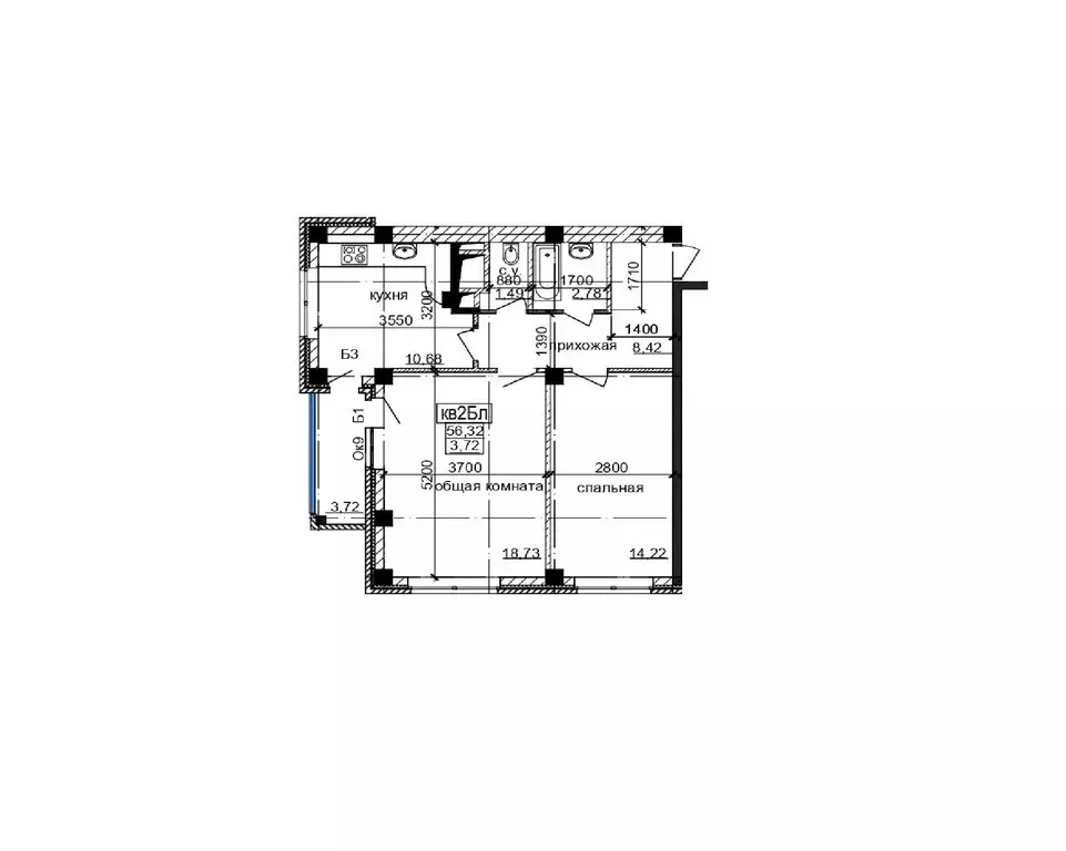 2-комнатная квартира: Горячий Ключ, улица Ленина, 147А (55 м) - Фото 1