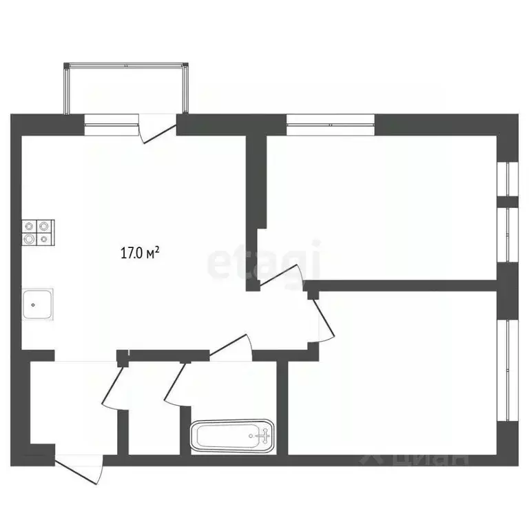 2-к кв. Тюменская область, Тюмень Полевая ул., 117к8 (52.7 м) - Фото 1