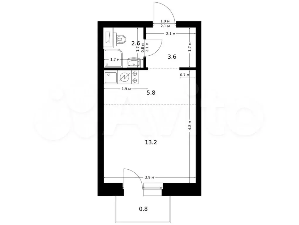 Квартира-студия, 26м, 9/53эт. - Фото 0