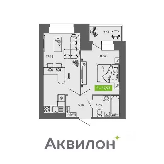 1-к кв. Архангельская область, Северодвинск  (37.93 м) - Фото 0